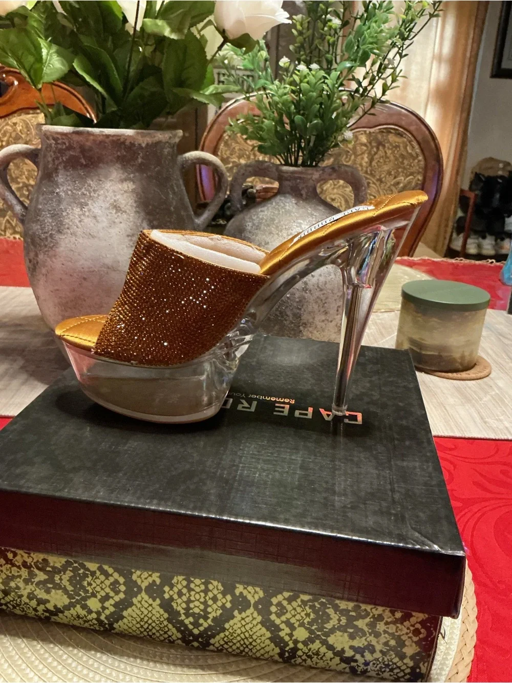 Cape Robbin Brown Sparkle Platform Slide Sandal